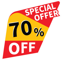 70% off big discount promotion vector illustration, offer sale banner, big deal sales offer design in typography, vector in transparent background