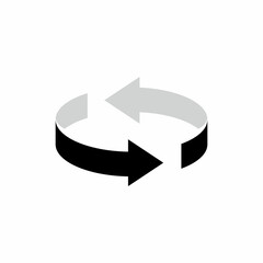 Two arrow spin icon templates. Recycle round, circle refresh or restart, thin line symbol on white...
