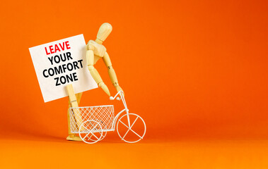 Leave your comfort zone symbol. Concept words Leave your comfort zone on beautiful white paper....