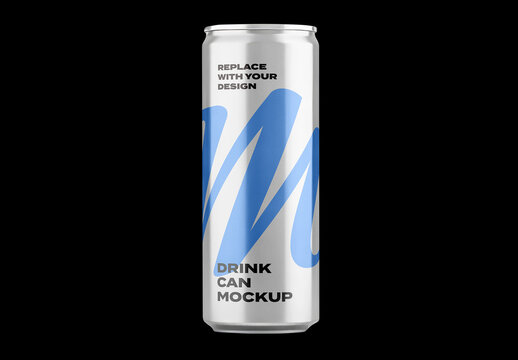 Metallic Drink Can Beer Coffee Drink Energetic Bevarage Juice Soft Soda Pack Package Box Shop Plastic Mockup Template Packaging Branding Brand Identity
