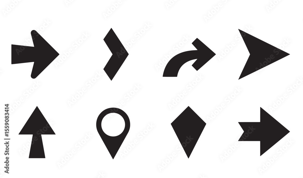Poster versatile icon set collection featuring arrows pointers navigation icons and directional elements