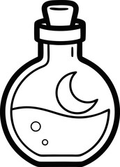 Magic Elixir Bottle with Droplet Line Art
