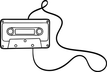 Continuous Line Art Drawing of a Retro Cassette Tape