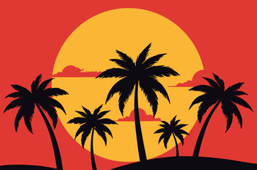 Tropical sunset orange and pink gradient