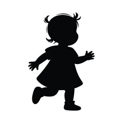 Toddler silhouette full body illustration in various pose silhouette vector style with white background