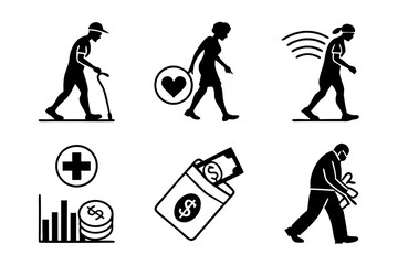 Fototapeta premium benefit icon set sihouette black vector