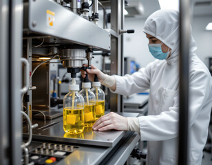 Laboratory process for extracting essential oils research facility industrial procedure cleanroom environment close-up view