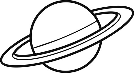 Single Line Drawing of the Planet Saturn
