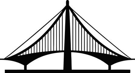 Cable Stayed Bridge Contour Vector Illustration