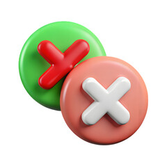 Obraz premium 3d green check mark and red cross icon transparent background