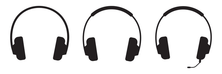 Headphones earphones vector icon set. Wireless headphones glyph icon. Symbol, logo Vector illustration. Variety Design. 
