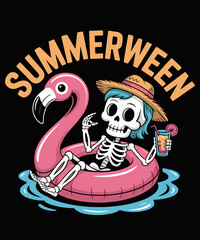 Bigfoot Summerween Funny Spooky Sasquatch Pool Party