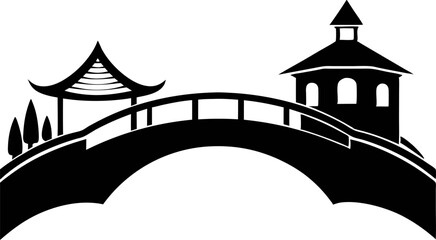 Stone Arch Bridge Outline Drawing Vector