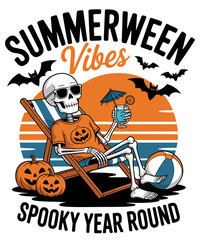 Halloween Summer Ween Vibes Spooky Skeleton Float