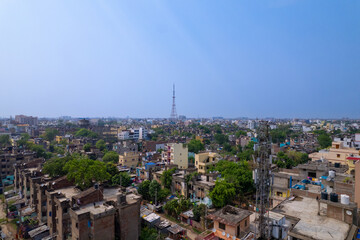 Drone view of the Patna city of Bihar, beautiful aerial shot of an Indian city
