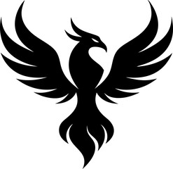 Phoenix Silhouette Composed of Flames Vector