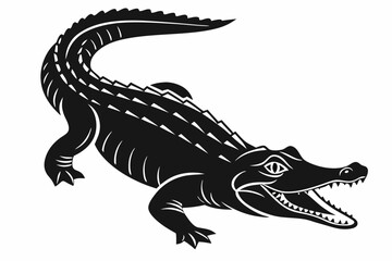 alligator sihouette black vector