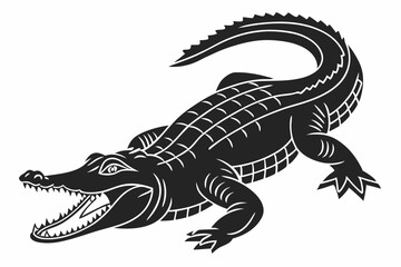 alligator sihouette black vector