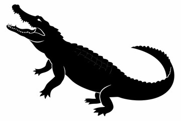 alligator sihouette black vector