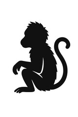 Fototapeta premium Monkey silhouette vector illustration of primate sitting in jungle