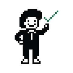 Cartoon cute pixel cartoon 8bit character business man businessman smart work check list decoration business 8 bit male plan to do character office work game 8 bit png vector.