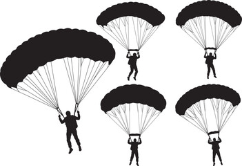 Parachute jumper silhouette vector illustration
