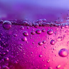 Vibrant Purple and Pink Liquid Abstract Background with Bubbles Close Up Macro Photography Texture Design