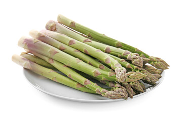 Fresh raw asparagus spears isolated on white
