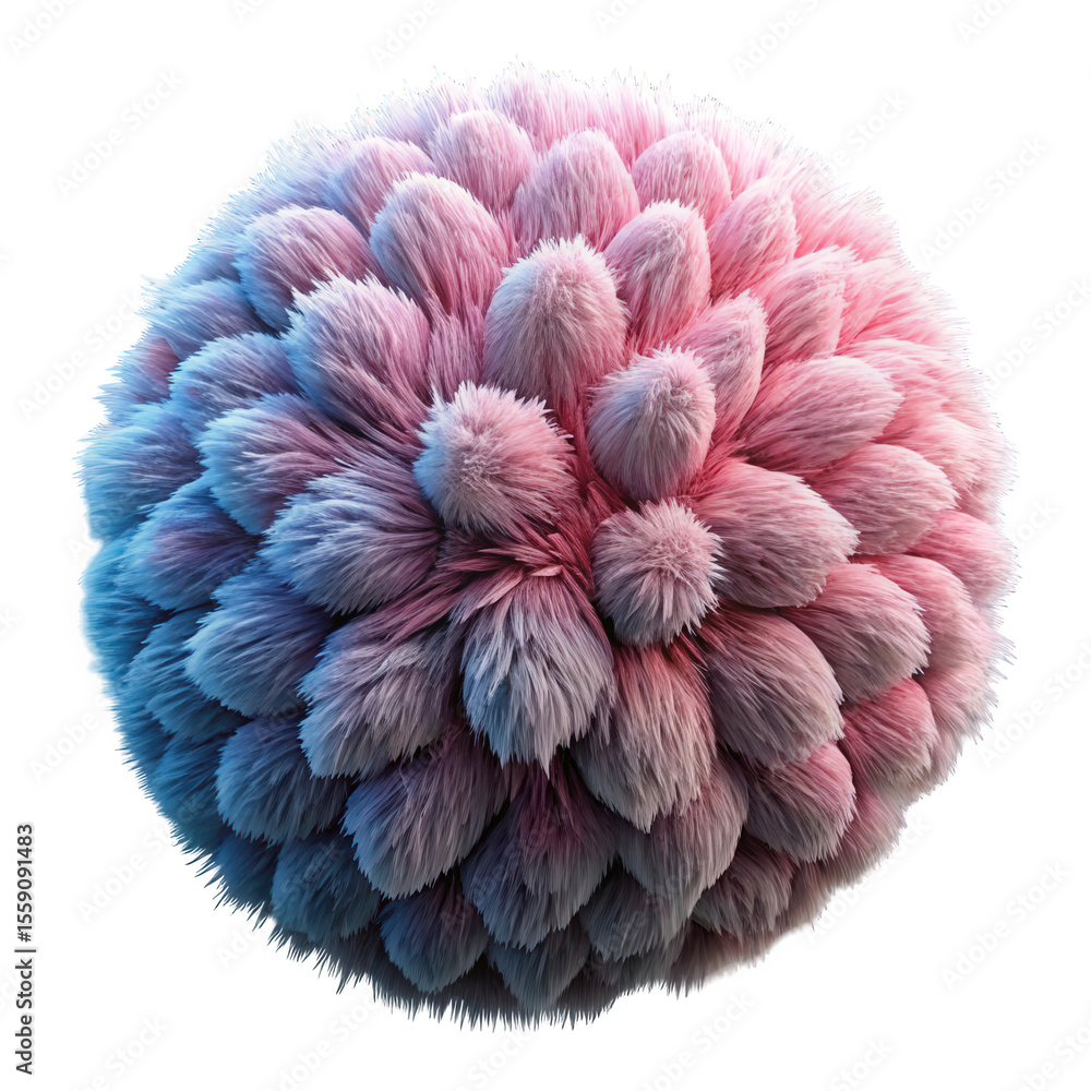 Fototapete abstract pink blue fluffy sphere 3d render soft furry texture background digital art design element 
