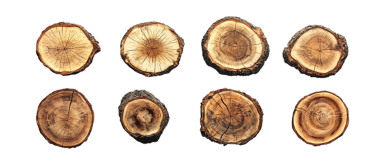 Pack Collection Circular Wood Textures 8 HighResolution Images for Design set against transparent background