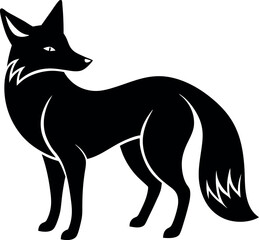 Stylized Black Fox Standing Profile View Graphic