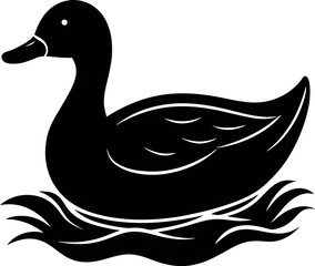A Silhouette of a Duck Floating Gracefully on Water