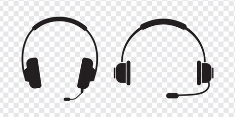 Headphones earphones icon set.  Headphones icon collection. Set of music headphones icons. headphone with microphone. Wireless headphones  icon.
