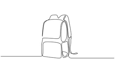 School bag doodle vector illustration concept. Hand drawn, School backpack sticker ready for back to school black and white drawing For children to learn. Editable outline