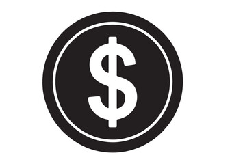 Obraz premium dollar sign icon black silhouette vector,dollar logo icon silhouette, logo silhouette of us dollar symbol, dollar sign silhouette vector illustration, dollar sign silhouette vector on white background