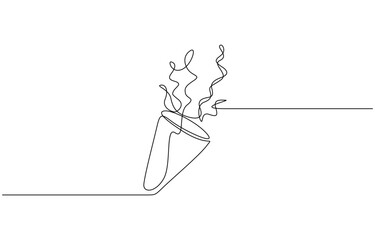 Party popper in continuous line drawing. Celebration-themed illustration, Party popper continuous one line drawing, confetti party popper icon, fireworks logo, flat design. pro.
