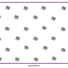 1 july 2025, illustration vector of simple purple butterfly pattern design with cartoon character - illustration design by nurdal