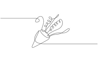 Party popper in continuous line drawing. Celebration-themed illustration, Party popper continuous one line drawing, confetti party popper icon, fireworks logo, flat design. pro.