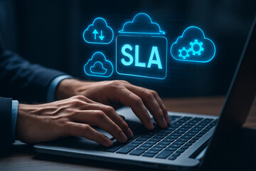 Sla service level agreement cloud computing it business technology solutions and management concept