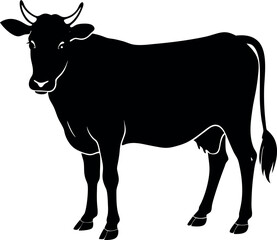Silhouette of a Standing Cow Ready for Farming Purposes