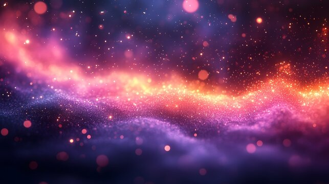 Glowing neon confetti pieces floating in joyful dreamy air