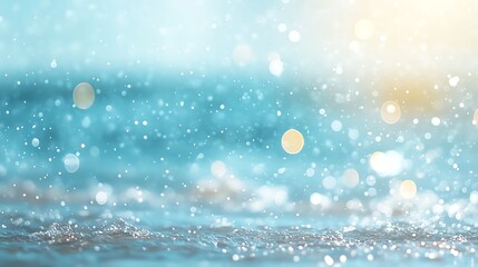 Dreamlike abstract picture: A blurry blue backdrop with glowing bokeh elements creates a mystical, soothing atmosphere.