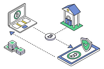 Creative Digital Transfer Animation Layout With Currency (1) Illustration