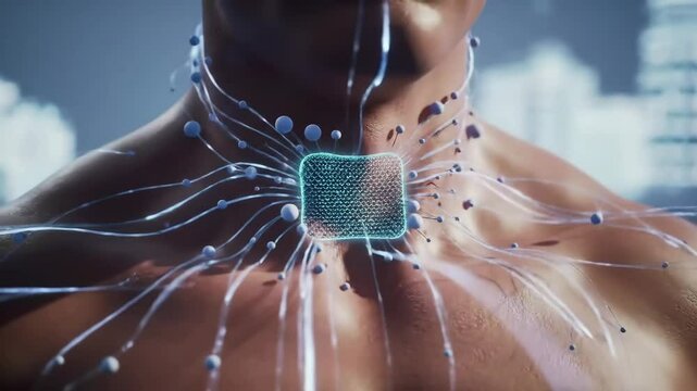 Glowing Subdermal Neurochip Synchronizing with Biometric Data