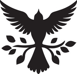 vector birds branch silhouettes 