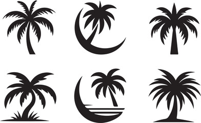 Fototapeta premium set of vector palms silhouettes 