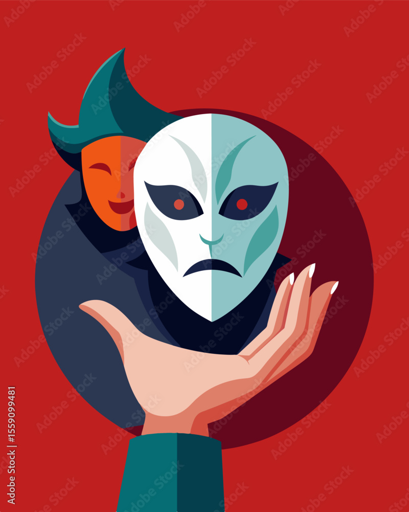 Poster the mask in their hand is a tool used to manipulate and deceive others masking their true intentions