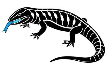 blue tongue skink sihouette black vector