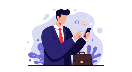 a man in a suit is using his phone