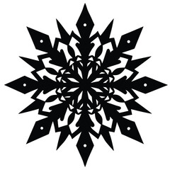 Intricate Snowflake Design Black Silhouette on White A Visually Striking Winter Pattern Design Element Elegant Ornamental Decoration Festive Holiday Season